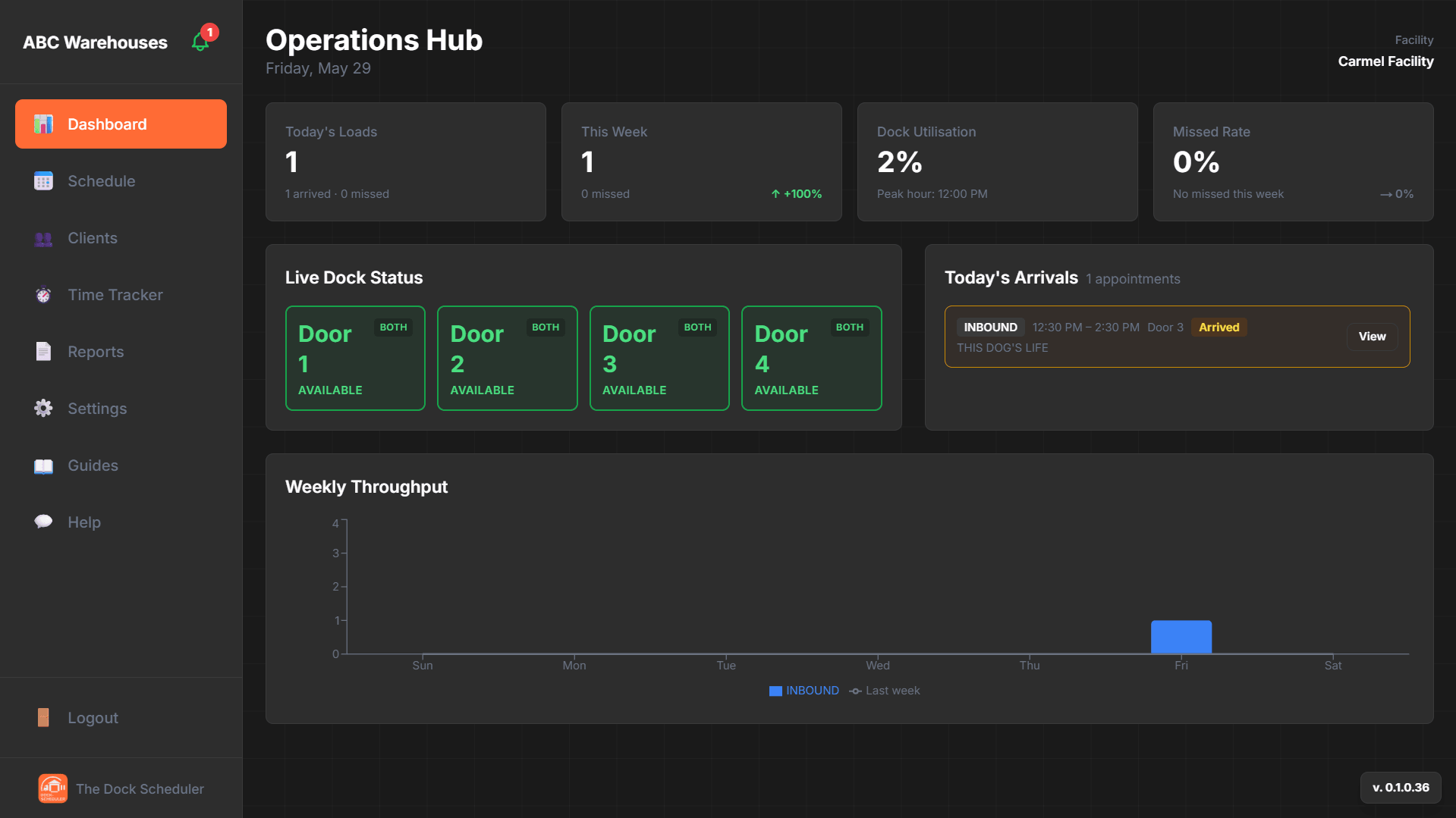 Dock-Scheduler dashboard screenshot 1