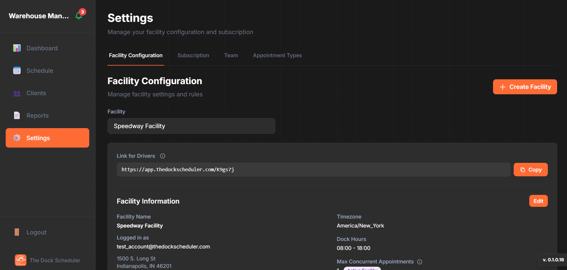 Dock-Scheduler dashboard screenshot 2